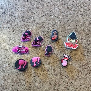 CROCS Barbie Pink‎ and Black Shoe Accents